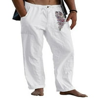 Muške hlače od pune boje casual joga salona sa džepovima čipke pantalone za jogger dno