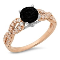 1.36ct okrugli rez crni prirodni ony 14k ružičasto bijelo zlato Angažova prsten veličine 8.5