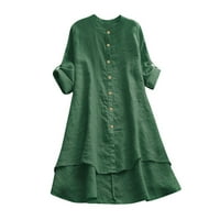 Ženska ležerna labava posteljina Soild Dugme dugih rukava duga ruka za bluze za majice za žene Green,