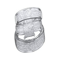 Bijeli prirodni dijamantski angažman i vjenčani trio prsten za prsten u 10k bijelo zlato