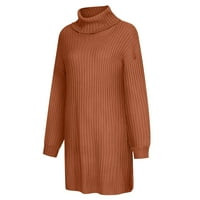 Floleo ženski džemper čišćenje pada zimske modne žene Čvrsti dugi rukav džemper haljina turtleneck džemper