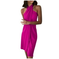 Ružičasta ženska haljina u boji viseći haljinu izretka labava nepravilna casual haljina na plaži xxxl