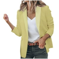 Olyvenn Business Women Blazer Ženski povremeni blejner Otvoreno prednja revel Dugi rukav Pokretač džepa