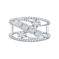 14kt bijelo zlato Žene Baguette Diamond Moderni modni prsten CTTW