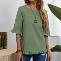 Ženske vrhove veličine, slatka ruffle pamučna košulja za ženske majice kratkih rukava bluza za vrat