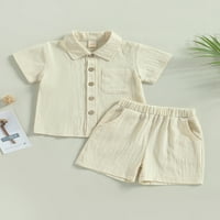 Baby Boy pamučni posteljina kratkim hlačama postavljaju čvrste tastere s kratkim rukavima niz majicu