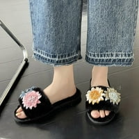 DMQupv papuče Ženske čizme Cvijeće ukrašene meke plišane papuče Početna Topla pamučna papuča cipele