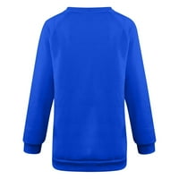Ispiši majicu za pulover žene, jesen apstraktni puni rukav labavi duks casual okrugli vrhovi vrata plavi