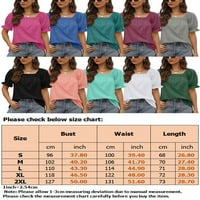 Niveer dame Ljetni vrhovi kratki rukav majica sa čvrstim bojama Majica Labavi tunik Bluza Square izrez
