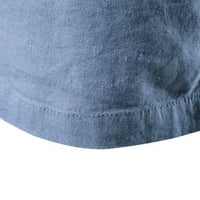Muški šorc pamučni posteljina Ljeto Mid Struk džepovi za crtanje kratke hlače plavi xxxl