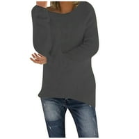 Košulje s dugim rukavima za žene s dugim rukavima za žene Žene Trendi O-izrez Loop Fit Plush Plain Boja