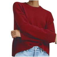 Ženska modna dugača dugih rukava O-izrez labavi pleteni džemper topli dresi za žene za žene