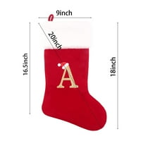 Bicoasu božićni privjesak Veliki A ~ z uzorak božićne čarape Bocks Box Bocks, Crvena, jedna veličina