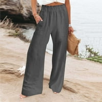 Visoke pantalone za nogu visokog struka za žene labavi udobni elastični struk čvrsti džep u boji duge