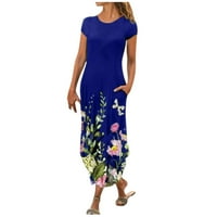 Ljetne haljine za žene Ženske haljine za odmor na plaži cvjetne tiskane maxi haljine Boho haljine džepovi