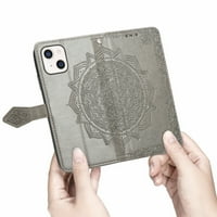 iPhone novčanik, mandala cvjetna premium veganski kožni flip folio štand zaštitni poklopac sa slotovima