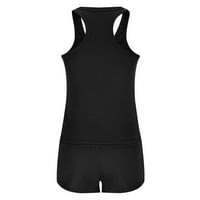 TKLPEHG WOMENS Workout Cleariance Trendy Solid Boja okrugli vrat Vest bez rukava kratke hlače Postavlja