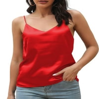 Ženski tenkovi na vrhu Ljeto u boji TOP V izrez Camisole Women Comfy bluza Plaža T majice crveno m