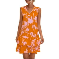 Ljetna majica haljina za žene plaža boho rukavac bez rukava s cvjetnim spremnike za cvjetni spremnici