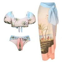 Ženska modna tiska Split Bikini set haljine za plažu