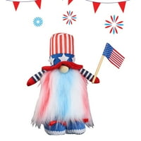 Julam Dan nezavisnosti Gnome Lutka - Plišani patriotski Gnome Decor - 4. jula Američki dan za neovisnost