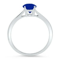 1CT ovalni rez simulirani plavi safir 18k bijeli zlatni angažman prsten veličine 7,5