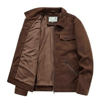 Muška jakna Corduroy casual puna zip jakna s dugim rukavima modna zip džepna rever kratka kaput odjeća