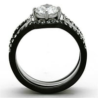 Njegova je njena crna nehrđajuća čelika okrugla CZ Vjenčani prsten set muški dvostruki vend veličine