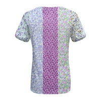 Ženski vrhovi bluza cvjetni kratki rukav Ležerne prilike za žene Ljeto Henley majice ljubičasta 3xl