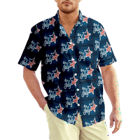 4. jula muška havajska majica SAD Nacionalna zastava Grafička boja Block košulja košulja odjeća 3D Print