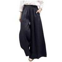 Aoochasliy ženske hlače plus veličine čišćenje ženske modne ljetne čvrste povremene džep elastične pantalone