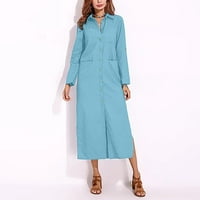 GDFUN dame Elegantna modna casual dugih rukava ovratnik Cardigan Solid Boja dugačka suknja - haljine