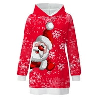 Miayilima majice Haljine za žene Modni božićni duksevi džep cvjetni ispis dugih rukava dukseri haljina