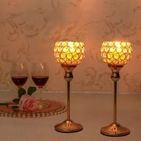 Tianlu Clear Okrugli srebrni kristalni držač svijeće za svijeće za vjenčanje Božićni stol ukras Kamin