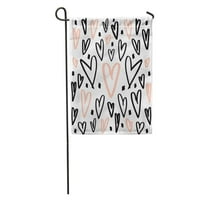 Pink Doodle Hearts Craste Expressive Romantična ruka slatka strašna bašta za zastavu Dekorativna zastava Kuća baner