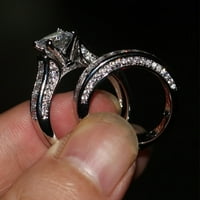 Nakit 2-in - Ženski vintage srebrni angažman za vjenčanje prsten za vjenčanje prstena za žene legure