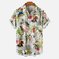 Caveitl muške majice, muškarci casual moda navratnik na havajskom tisku s kratkim rukavima ima džepove