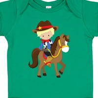Inktastični kauboj, šerif, konj, zapadna, plava kosa poklon baby bodysuit
