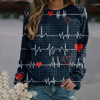 Ženski zaljubljeni duks za Valentinovo casual crewneck labav pulover vrhove dugih rukava ljubav od srca,