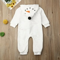 Novorođene novorođenčad Dječak jesen zima topla odjeća Fleece Romask kombinezon s dugim rukavima 3D crtani snjegović slatka odjeća