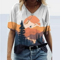 Susanny Ženske bluze i majice Postrojeni kratki rukav V izrez Zapadne košulje za žene Grafički vrhovi