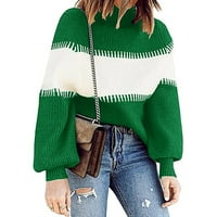 CAICJ džemperi za žene, povremeni ubojica blok srednje visoke ovratnike Kontrastni pleteni džemper dugih