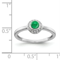 Čvrsti 14K bijeli zlato simulirani CZ i Cabochon smaragdni prsten