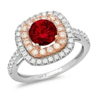 1.75ct okrugli rez crveni prirodni granat 18k bijeli godišnjica bijelog ruža Gold Angagment Halo prsten