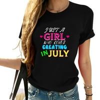 Djevojka koja voli stvarati u julu Vintage grafička majica za žene Idealan rođendan ili božićni poklon
