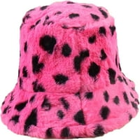 Cocopeants Retro Leopard Print Bucket Hat Sweet Lijep Fur Jesen Zimski ribar zadebljani lepršavi kapu