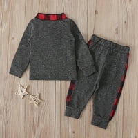 B91XZ Toddler Boy Jesen Zimska odjeća Red Plaidni ispis Vrhovi hlače Outfits Odjeća za odjeću za baby