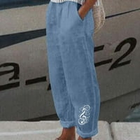 Pacommark PI ženske hlače plus veličina zazor žene ispisuju ljetne casual labavo pamučne pantalone za