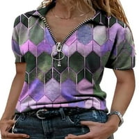 Niveer Women majica kratkih rukava V izrez TEE boemijski pulover Trgovska tunika bluza od tunike Ljubičasta