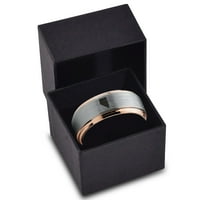 Tungsten Nevada Srebrni državni prsten za držanje Muškarci Žene Udobnost FIT 18K Rose Gold Step Bevel